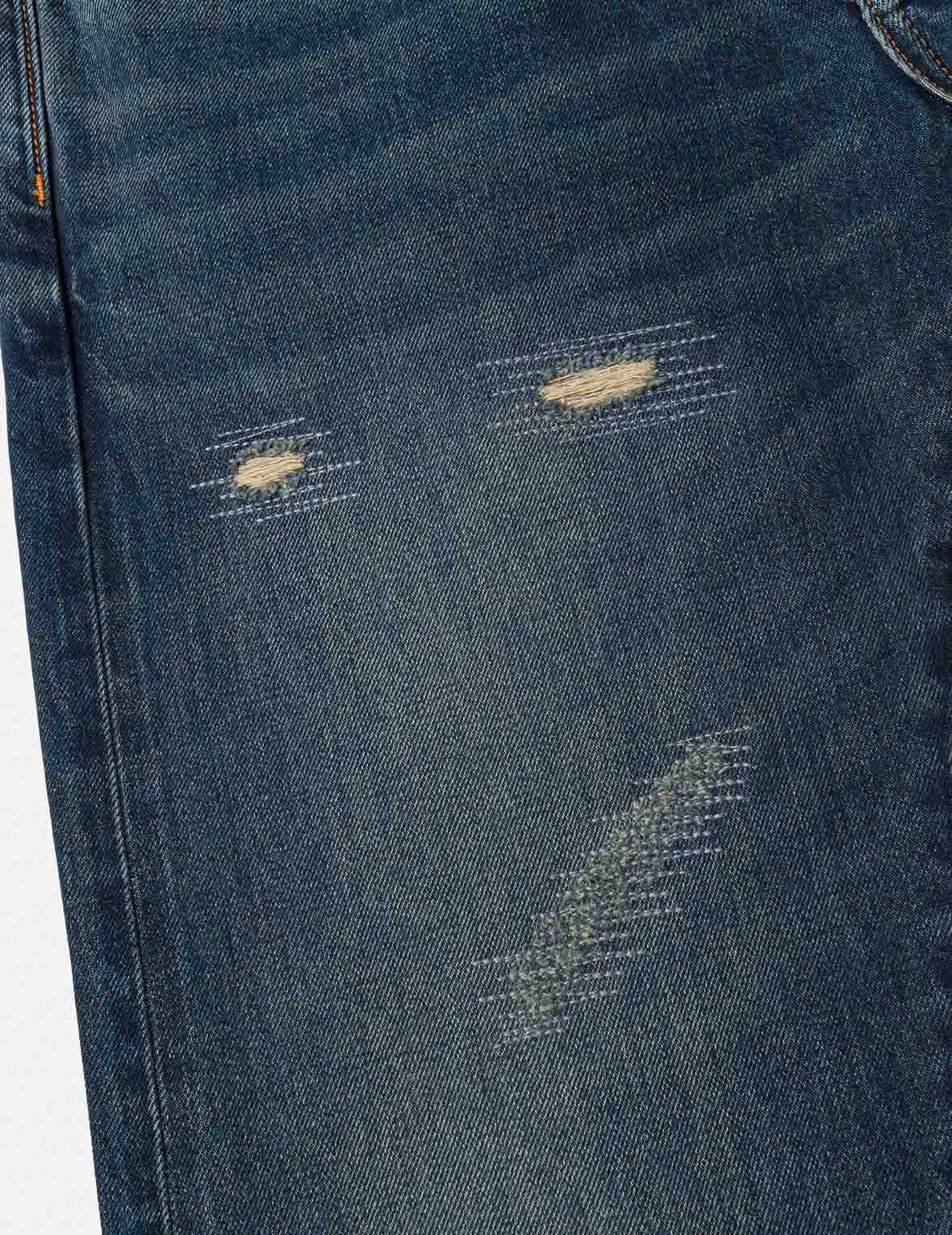 7-Pocket Design Washed Daicock Print Taper Fit Jeans #2017