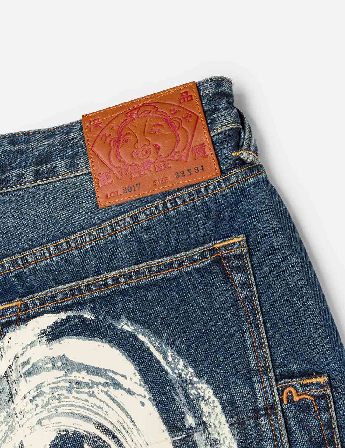 7-Pocket Design Washed Daicock Print Taper Fit Jeans #2017