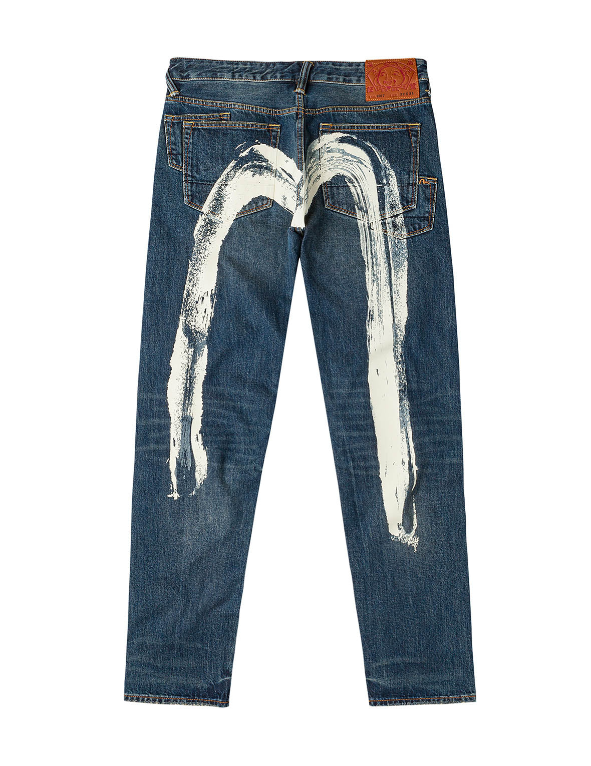 7-Pocket Design Washed Daicock Print Taper Fit Jeans #2017