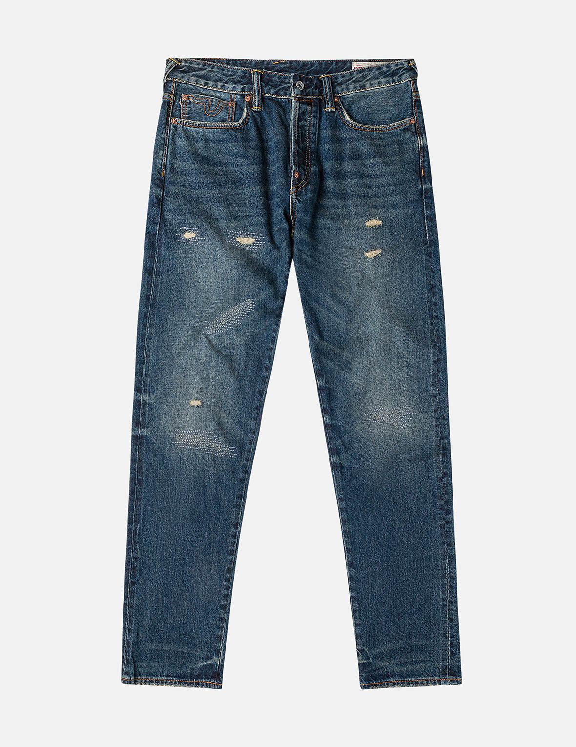 7-Pocket Design Washed Daicock Print Taper Fit Jeans #2017