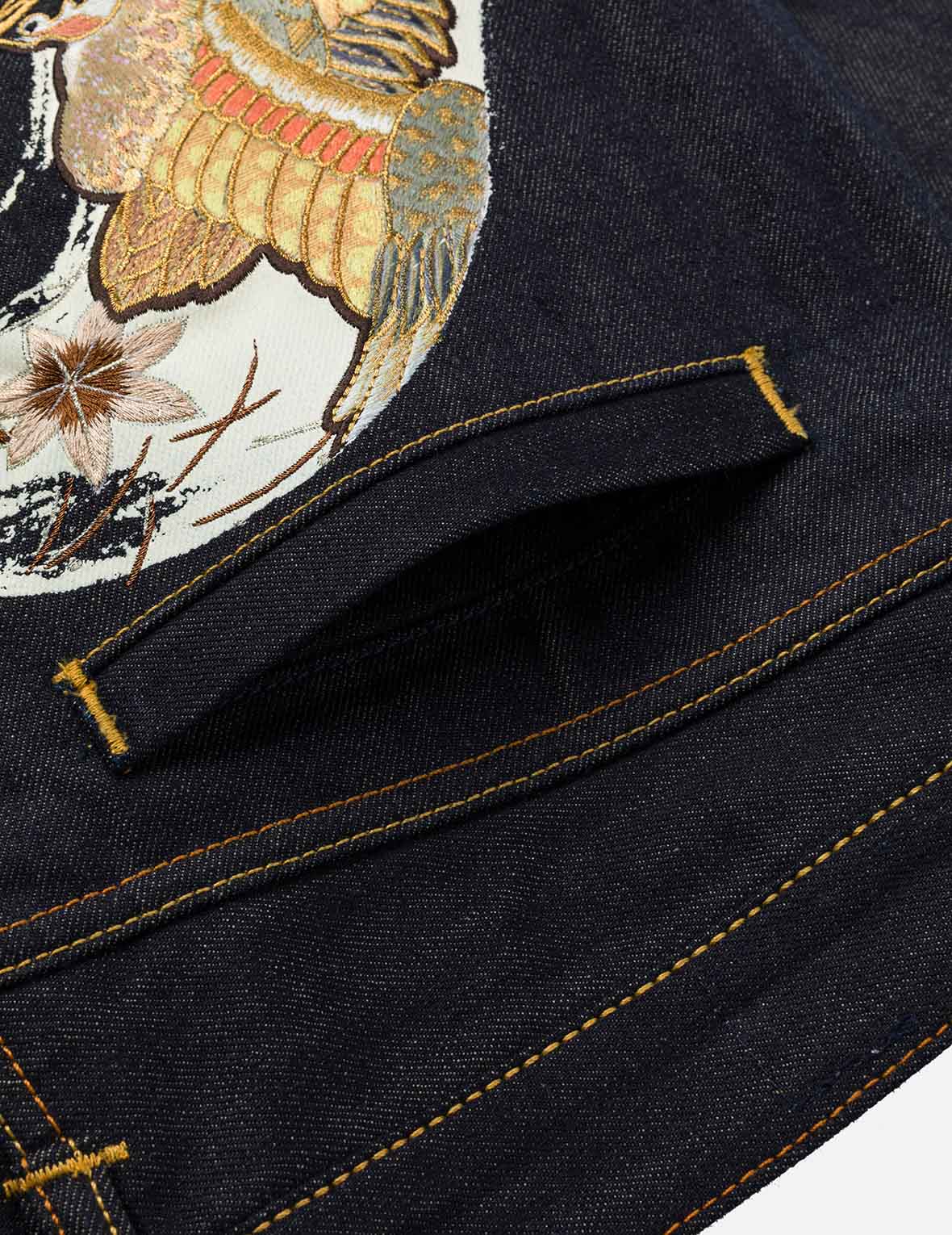 Grateful Crane Daicock Print Taper Jeans