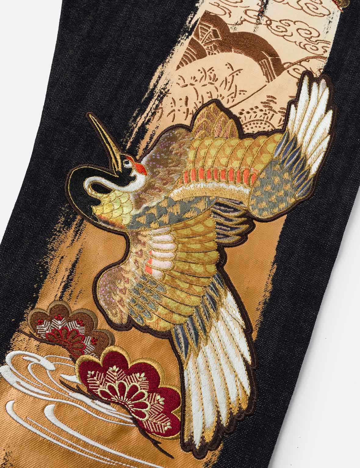 Grateful Crane Daicock Print Taper Jeans