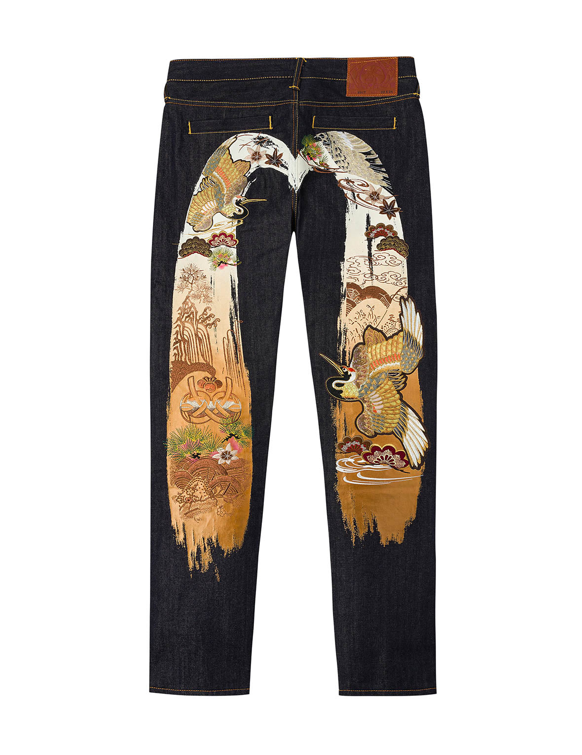Grateful Crane Daicock Print Taper Jeans