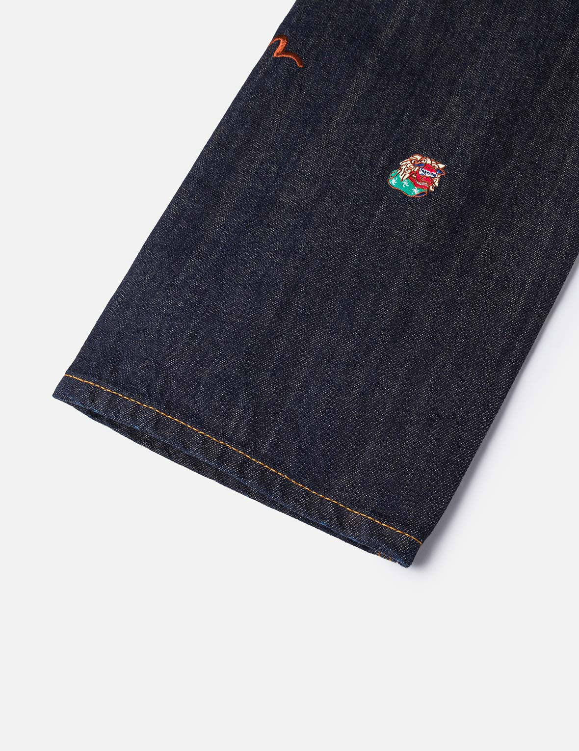 Allover Brand Embroidery Regular Fit Jeans #2000