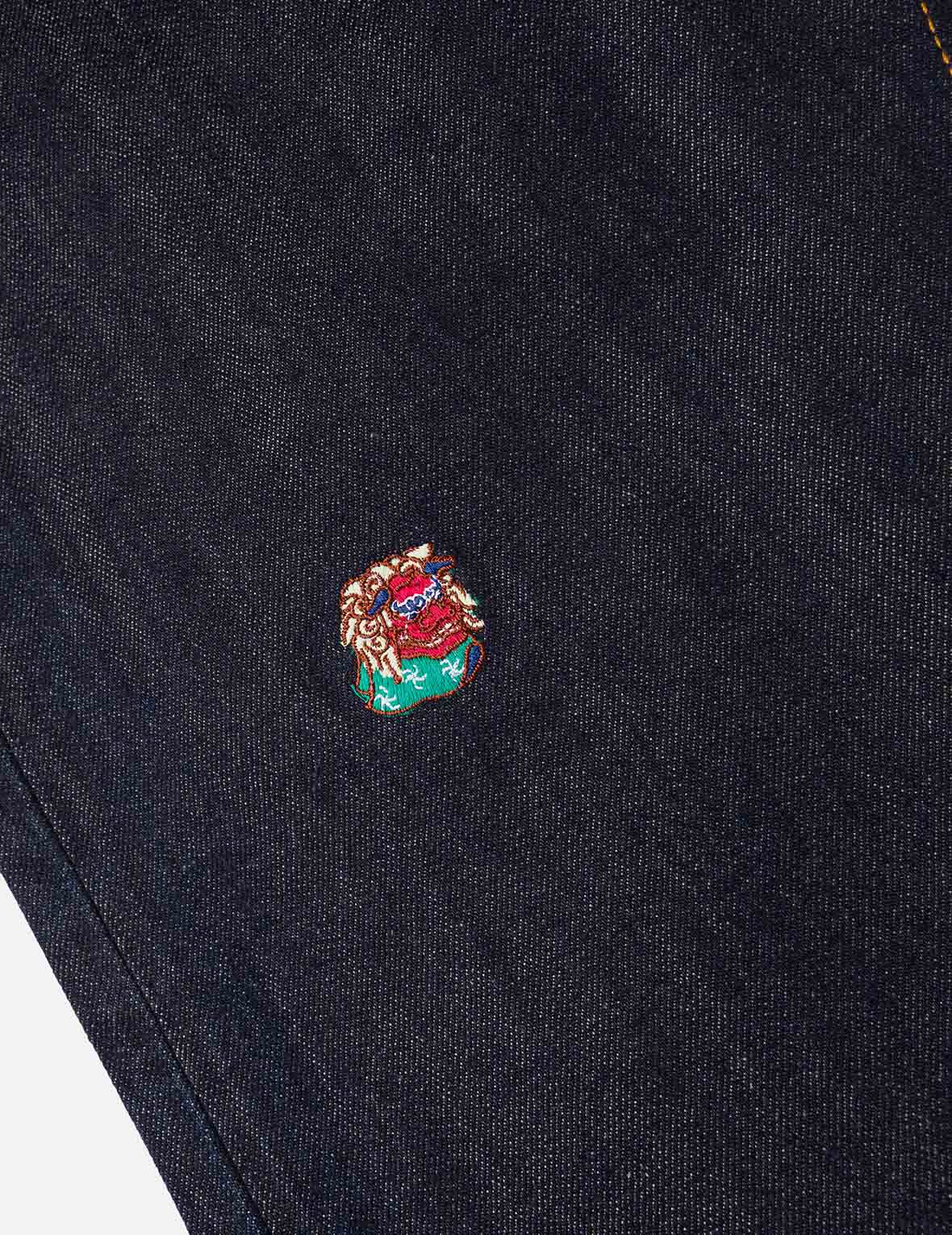 Allover Brand Embroidery Regular Fit Jeans #2000