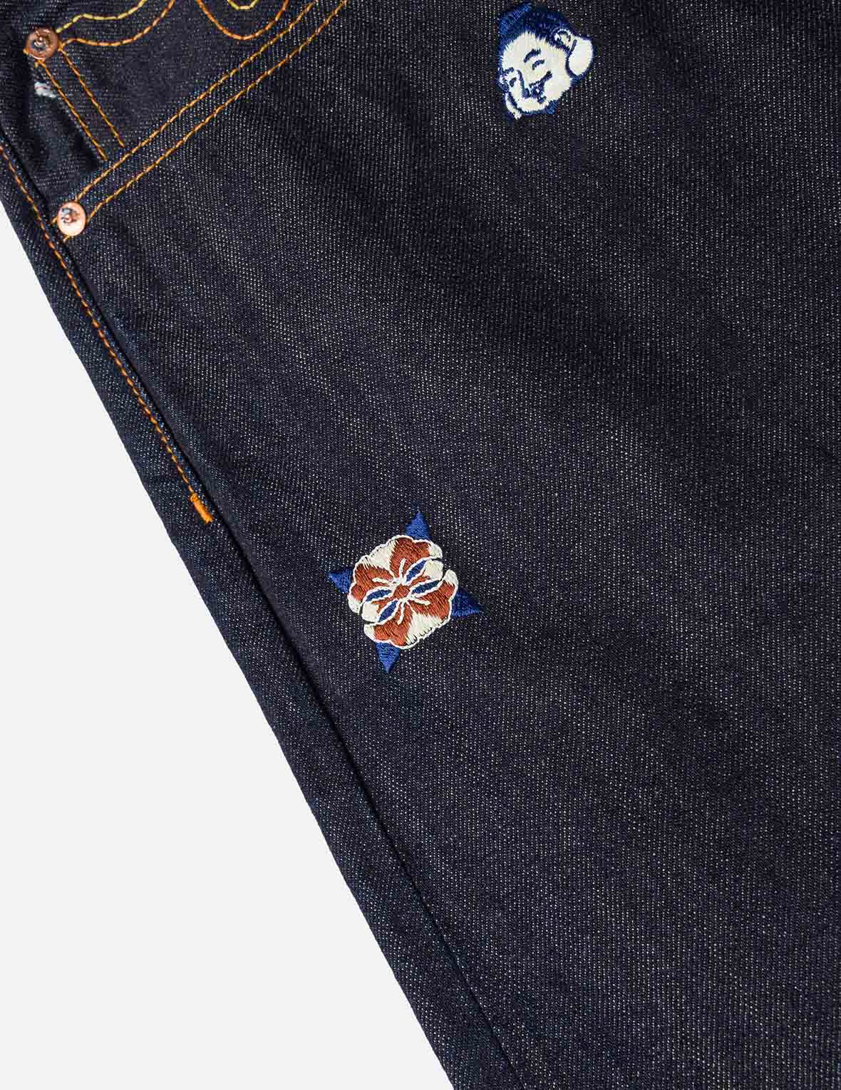 Allover Brand Embroidery Regular Fit Jeans #2000