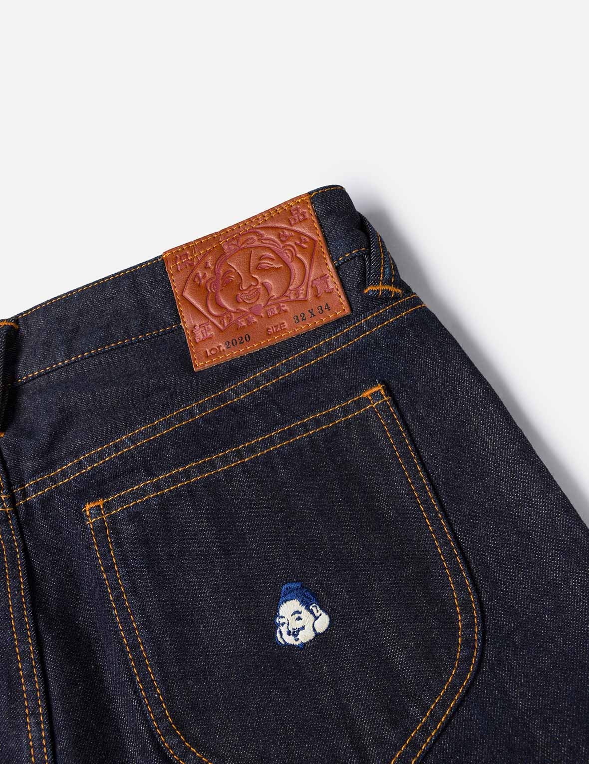 Allover Brand Embroidery Regular Fit Jeans #2000