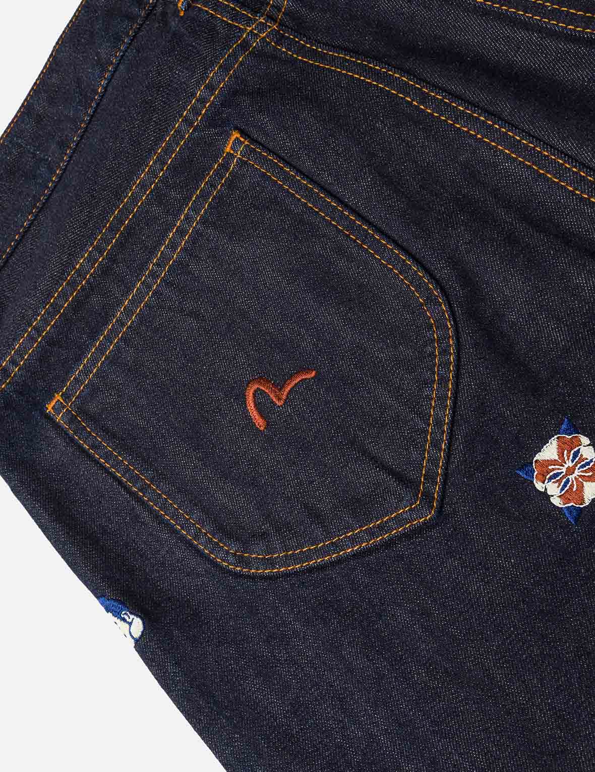 Allover Brand Embroidery Regular Fit Jeans #2000