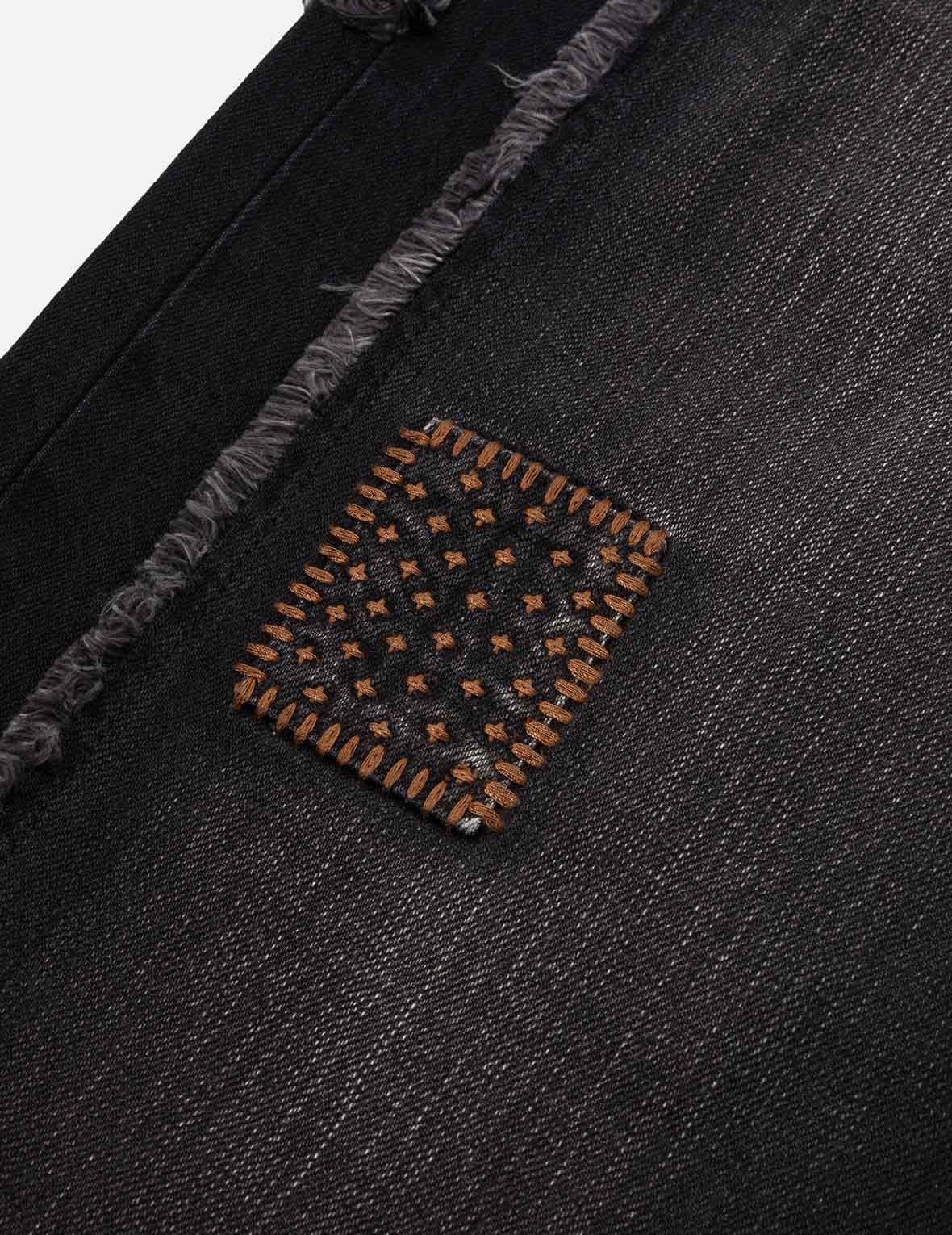Washed Deconstructed Sashiko Relax Straight Fit Jeans #2030