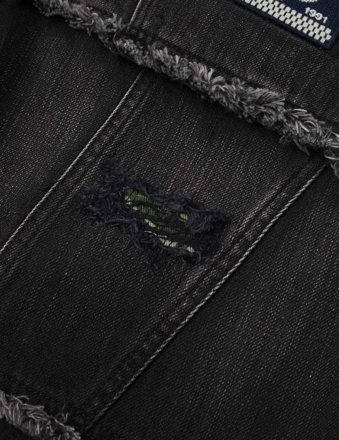 Washed Deconstructed Sashiko Relax Straight Fit Jeans #2030