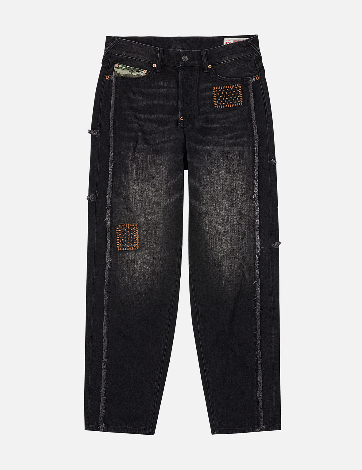 Washed Deconstructed Sashiko Relax Straight Fit Jeans #2030