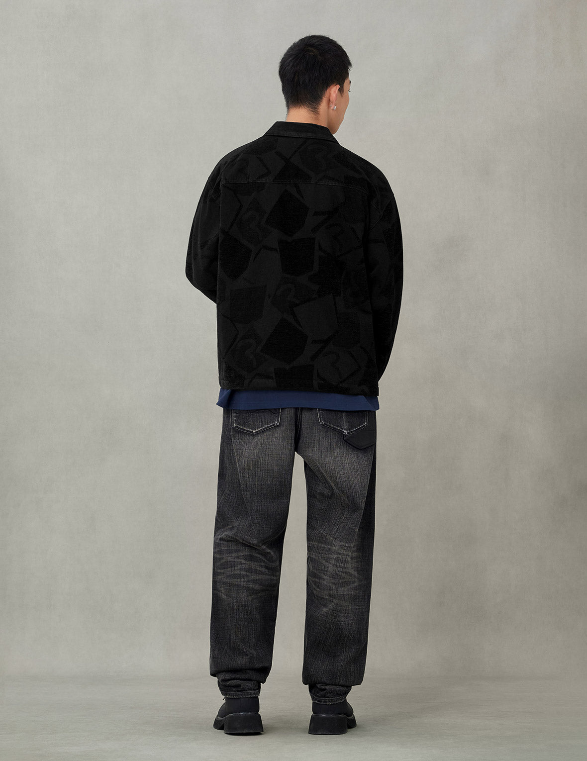 满地海鸥提花常规版型工装外套