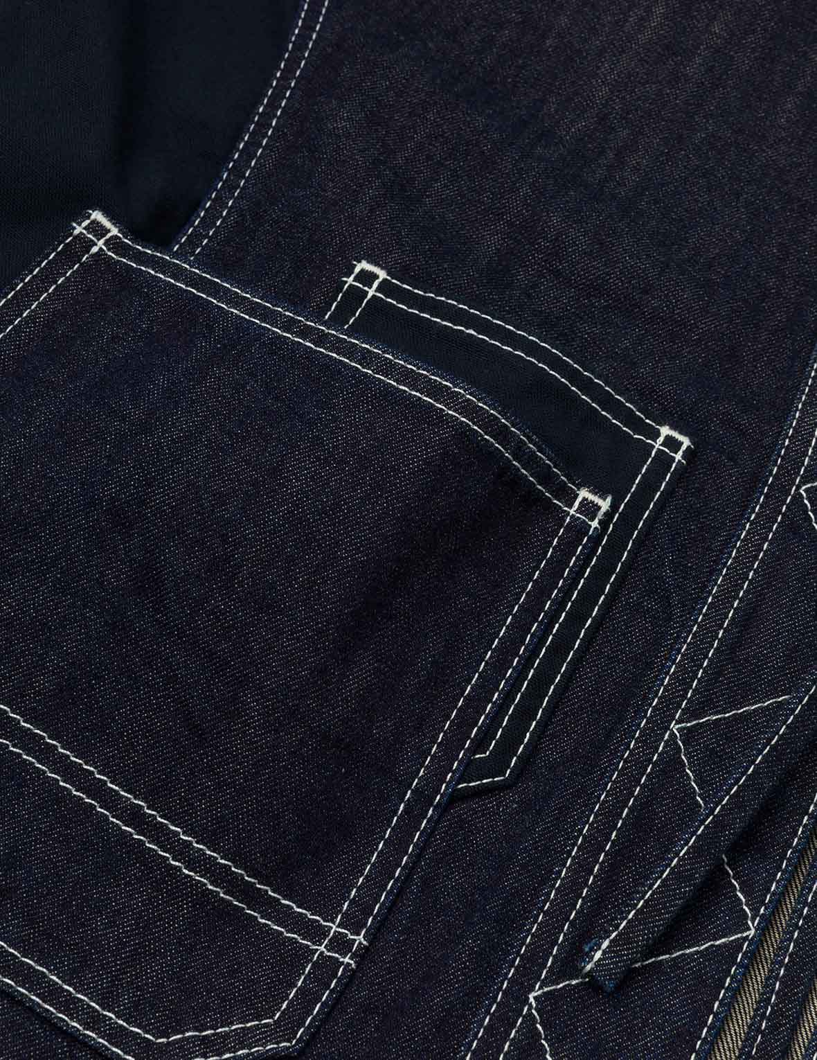 Multi-Pocket with Brocade Patch Relax Fit Denim Kimono