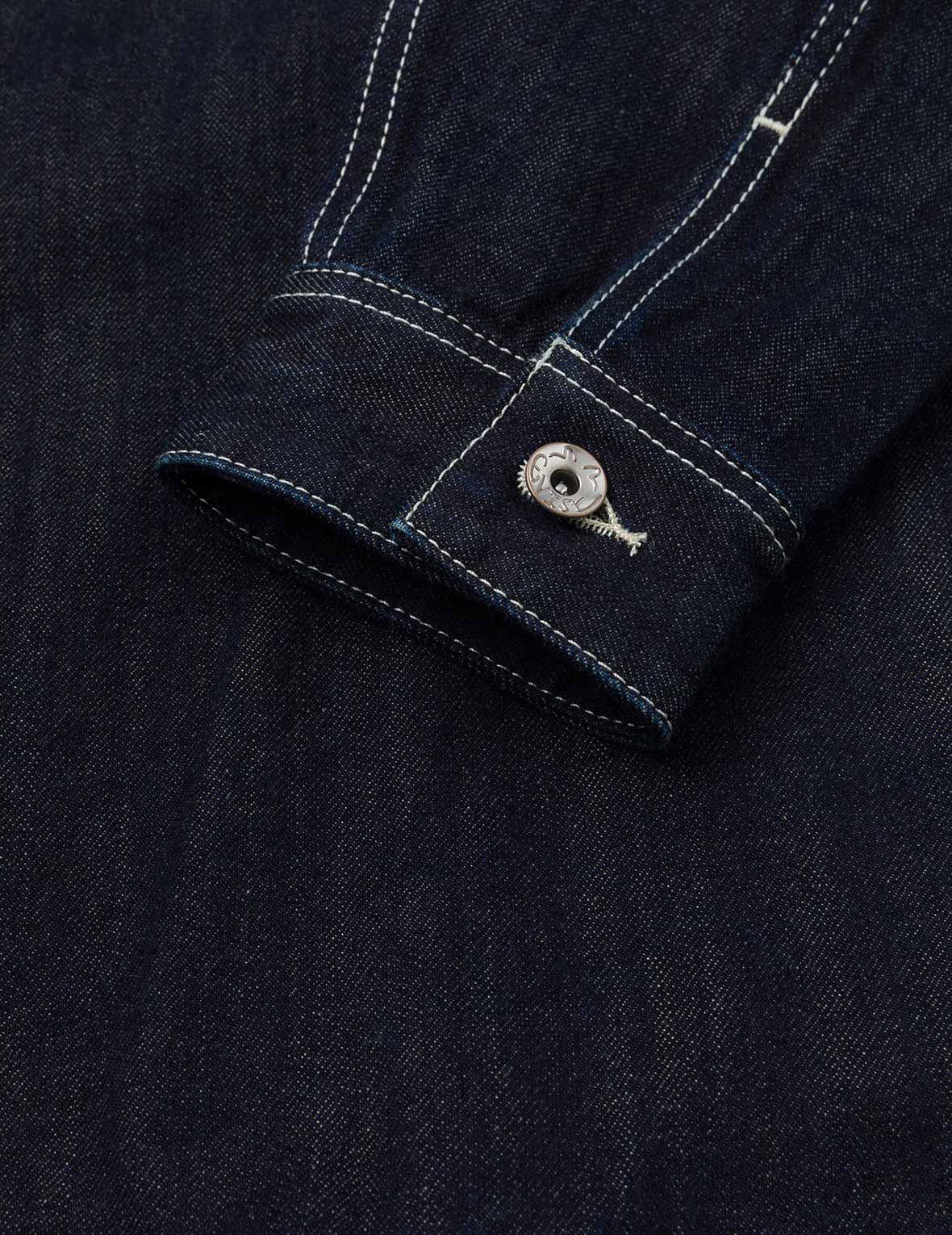 Multi-Pocket with Brocade Patch Relax Fit Denim Kimono