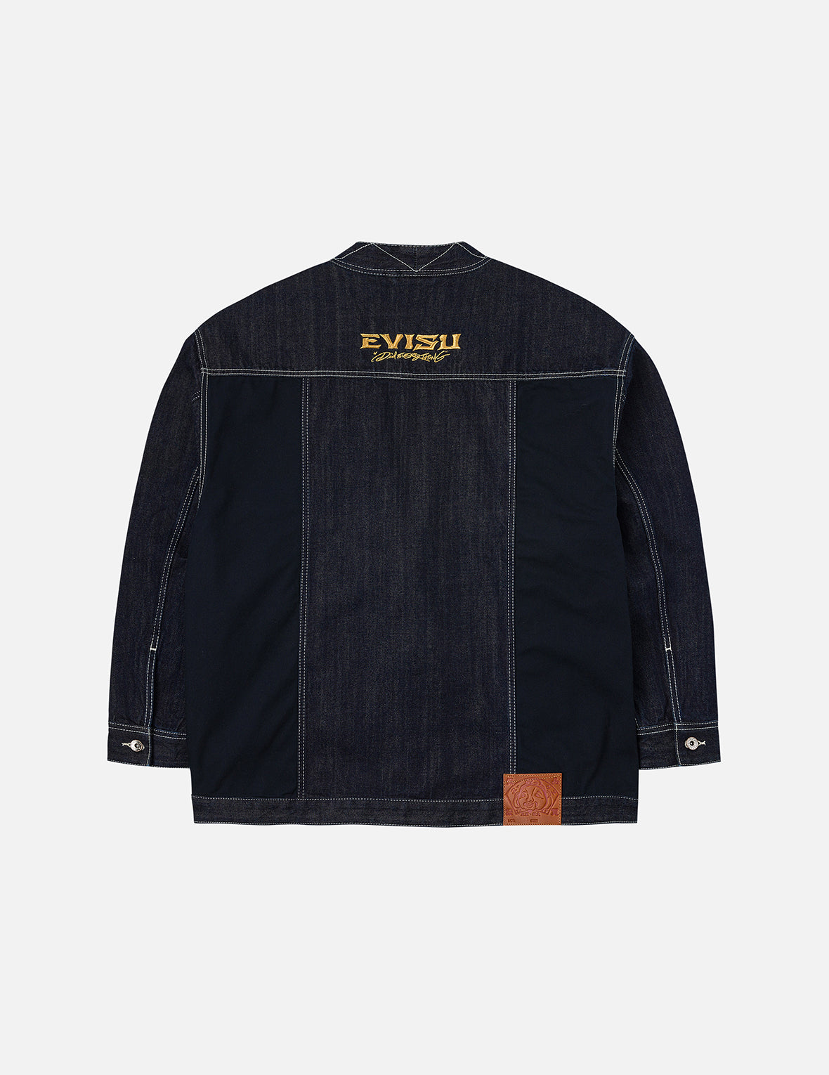 Multi-Pocket with Brocade Patch Relax Fit Denim Kimono