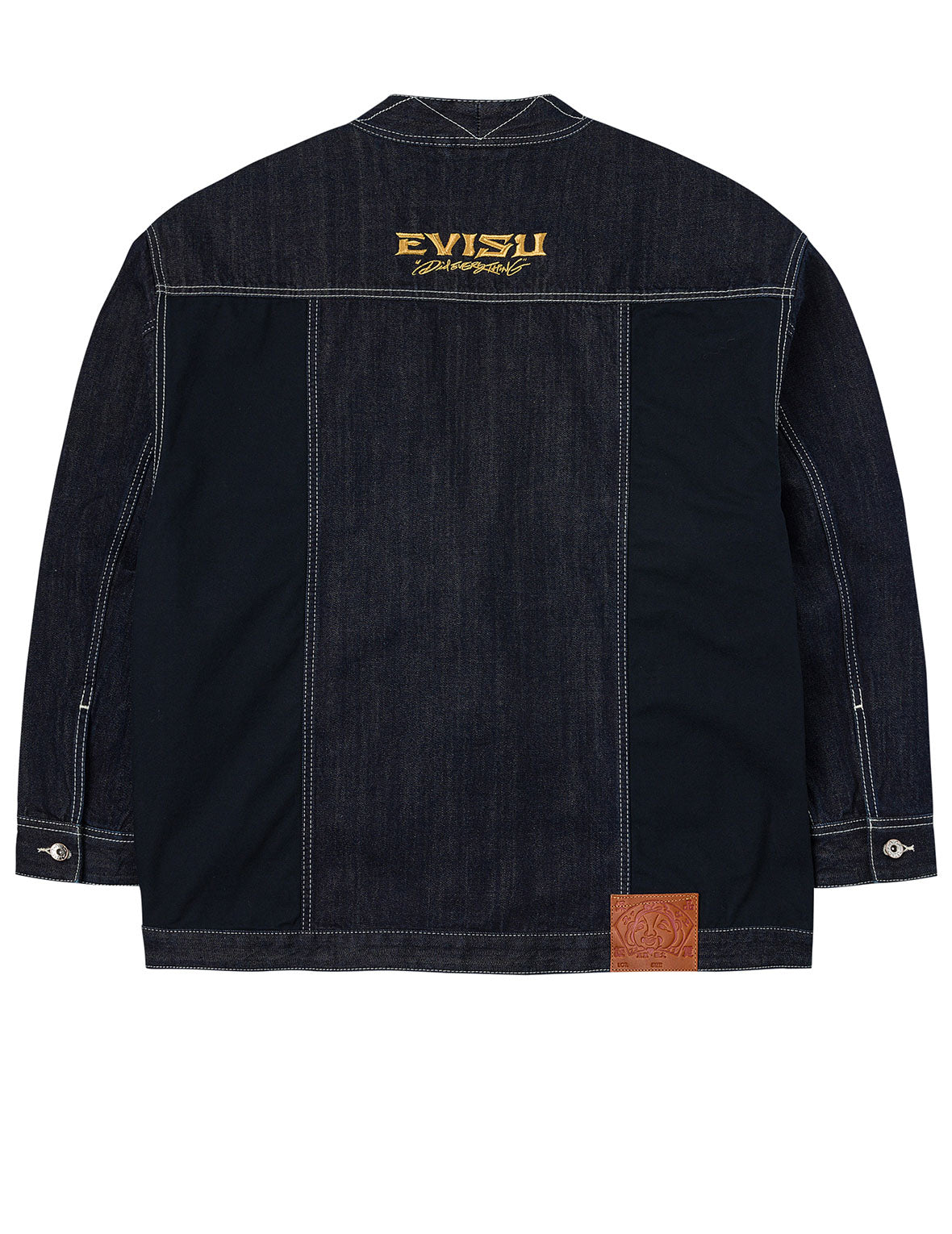 Multi-Pocket with Brocade Patch Relax Fit Denim Kimono
