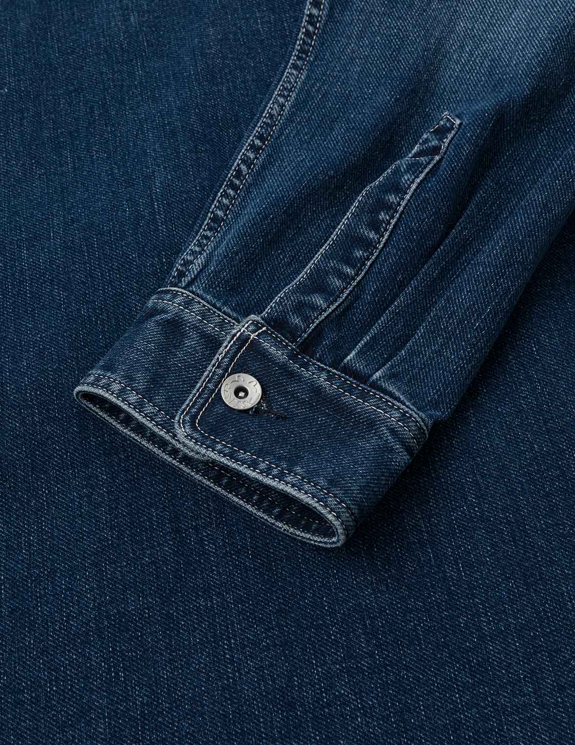 Washed Seagull Embroidery Regular Fit Denim Shirt