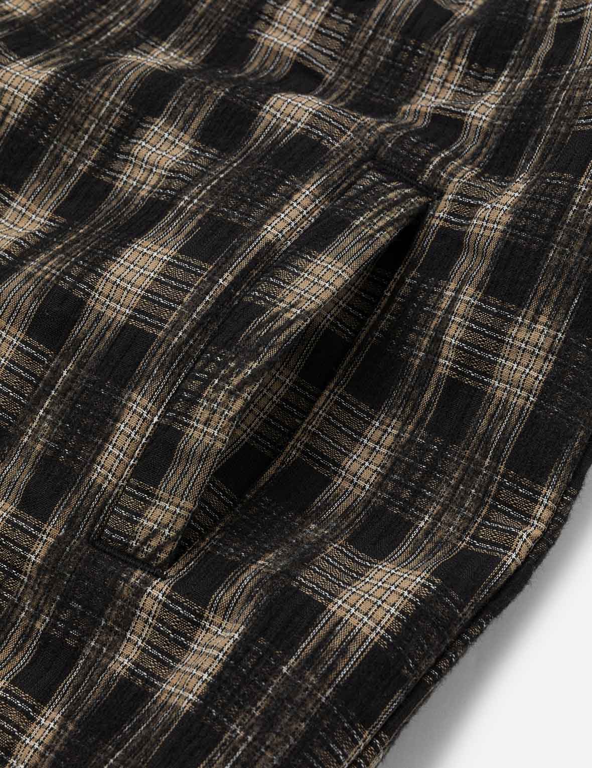 海鸥刺绣宽版休闲格纹衬衫连帽外套