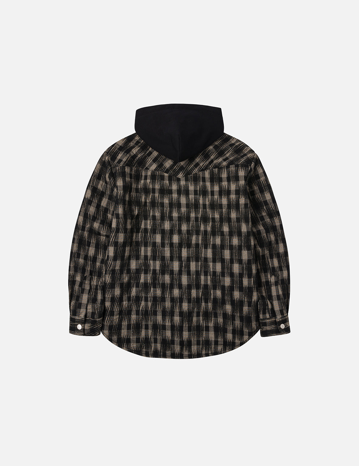 海鸥刺绣宽版休闲格纹衬衫连帽外套