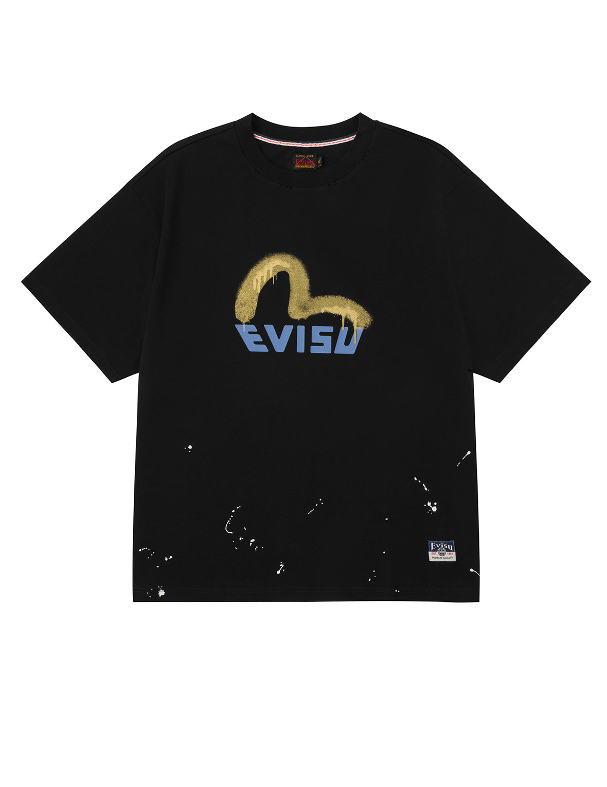 Graffiti-Style Seagull and Logo Print Relax Fit T-Shirt