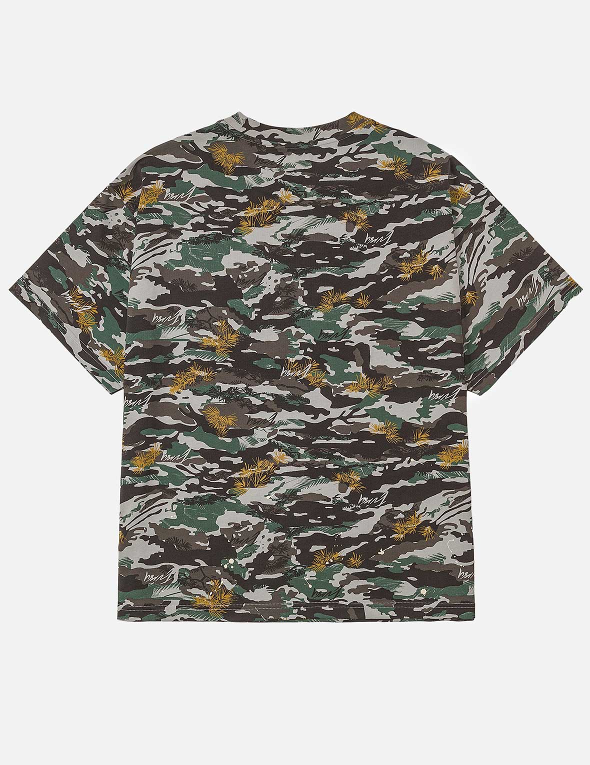 Graffiti-Style Seagull and Logo Print Relax Fit T-Shirt