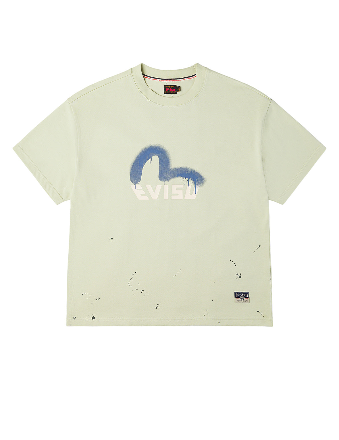 Graffiti-Style Seagull and Logo Print Relax Fit T-Shirt