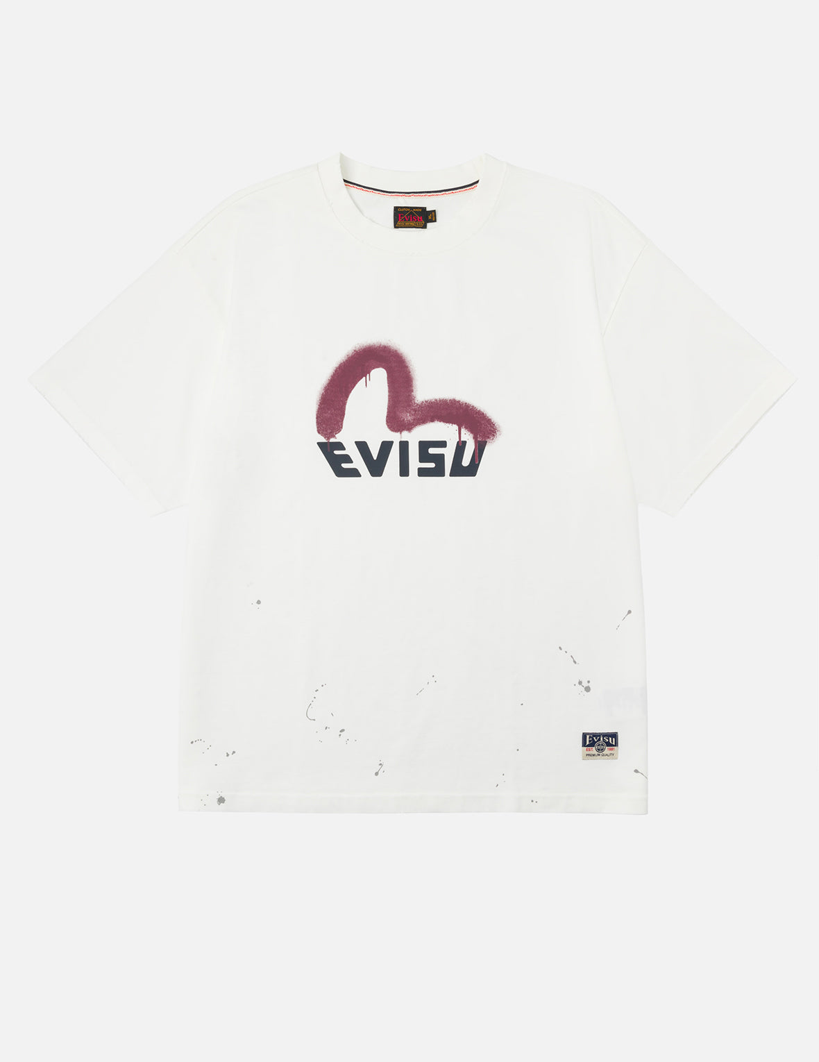 Graffiti-Style Seagull and Logo Print Relax Fit T-Shirt