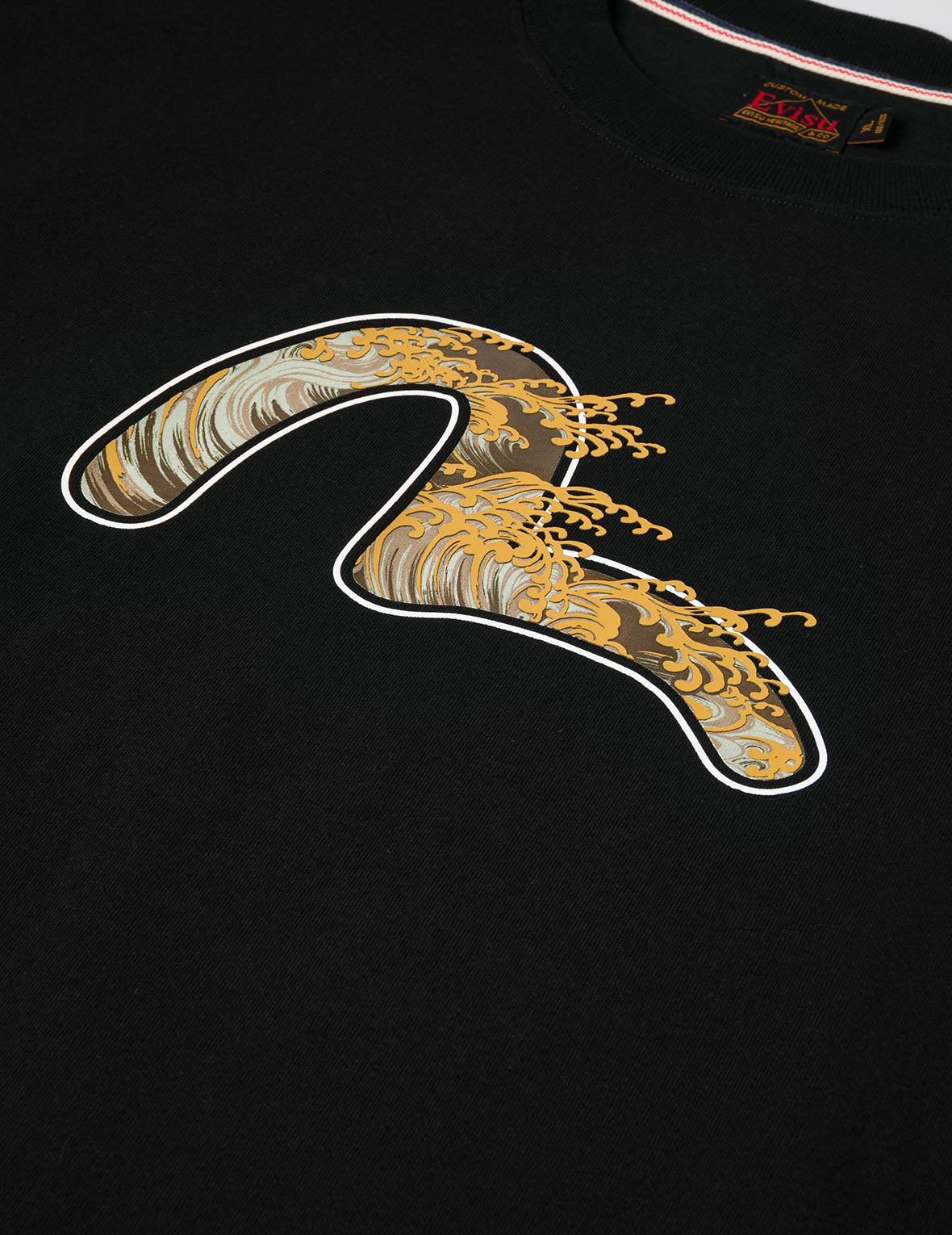 海浪和海鸥印花宽版休闲T恤