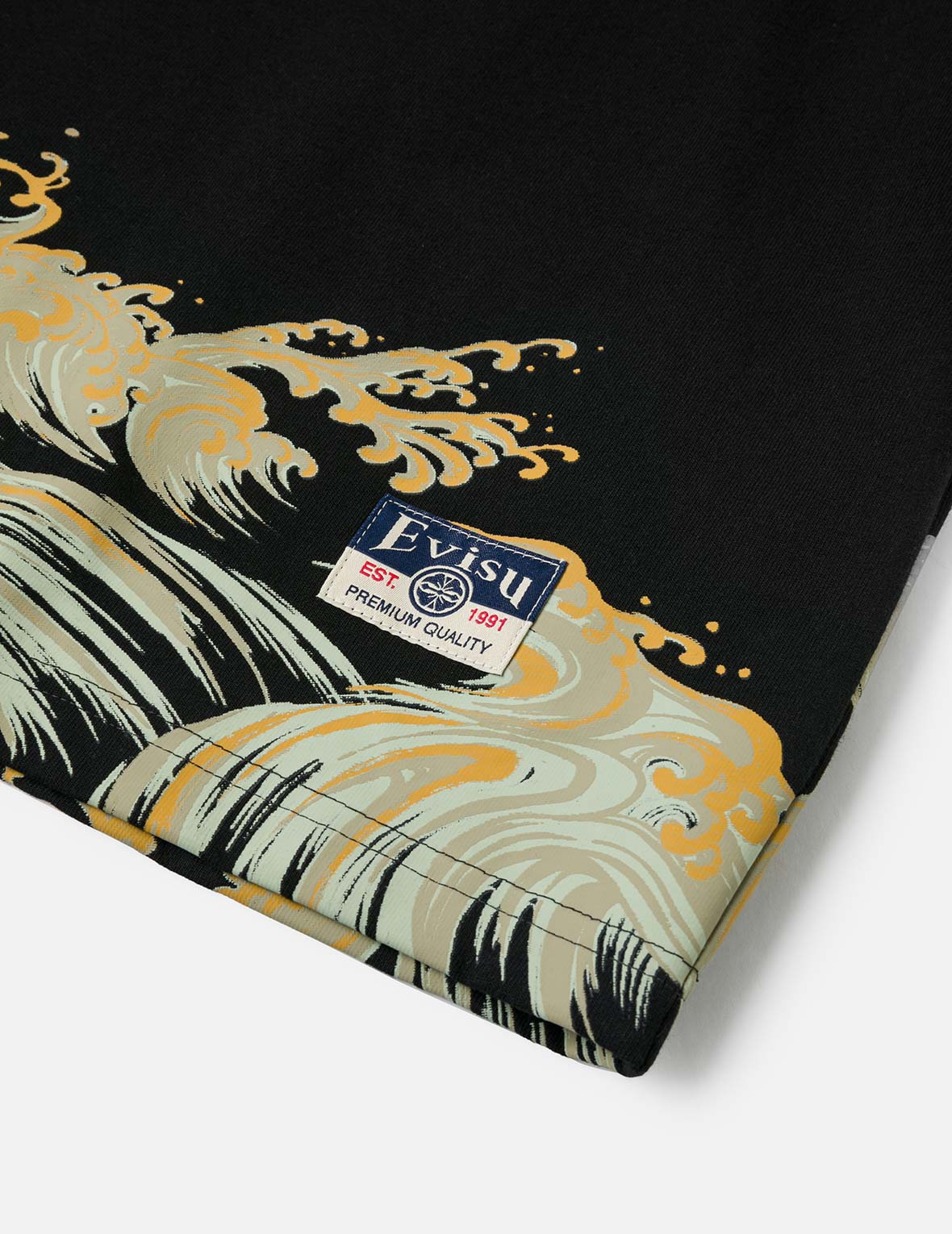 海浪和海鸥印花宽版休闲T恤