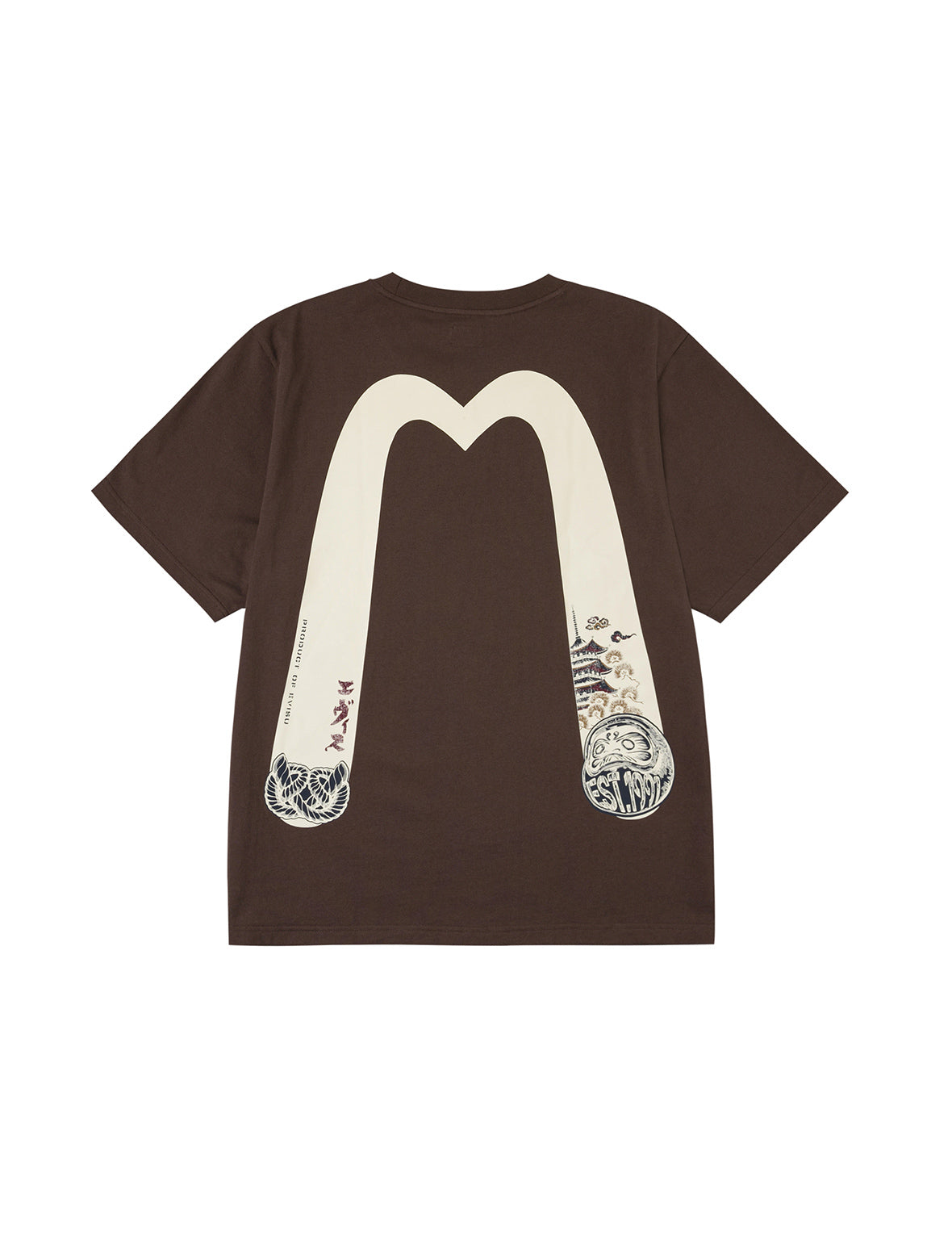Wheel of Wisdom and Daruma Daicock Print Regular Fit T-Shirt