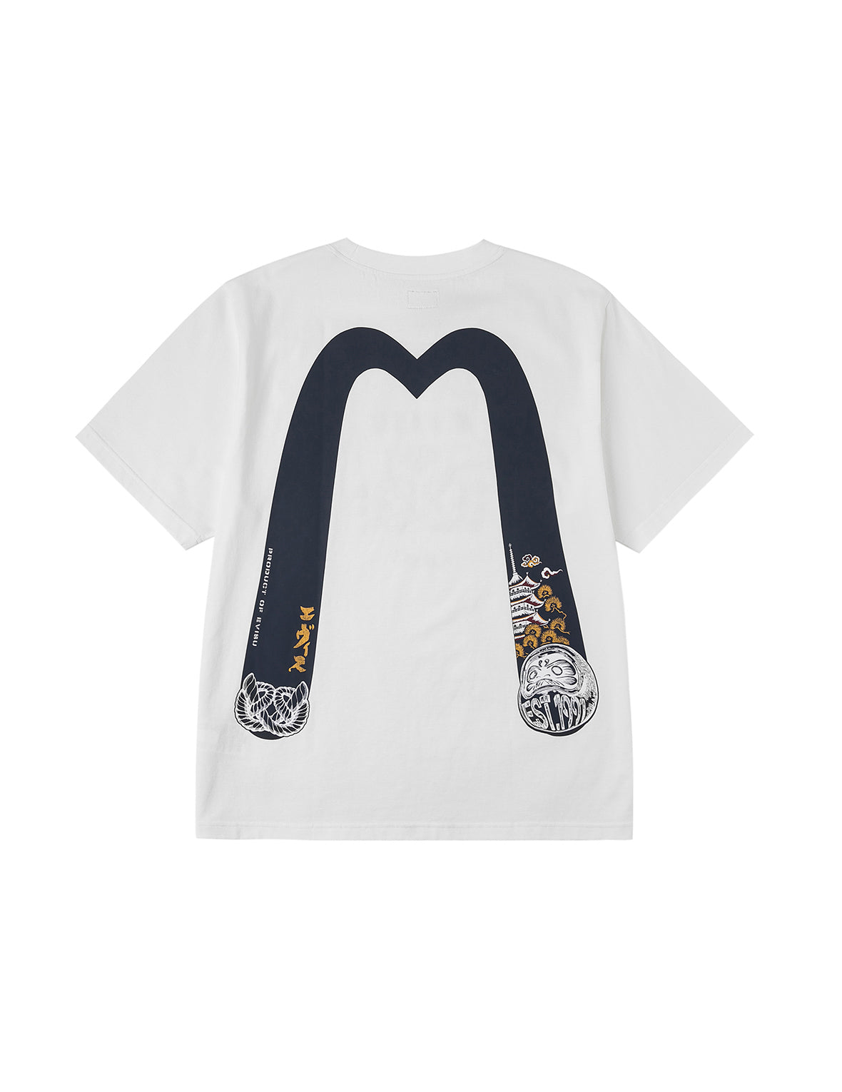 Wheel of Wisdom and Daruma Daicock Print Regular Fit T-Shirt