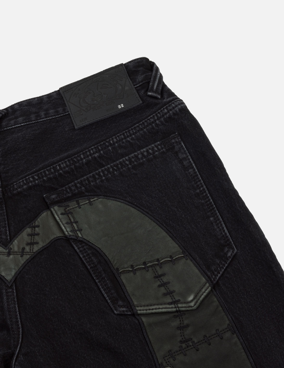 Leather Patchwork Daicock Denim Jeans