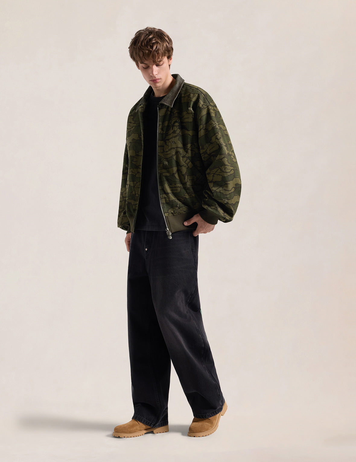 Light Padded Ishigaki Camouflage Bomber Jacket