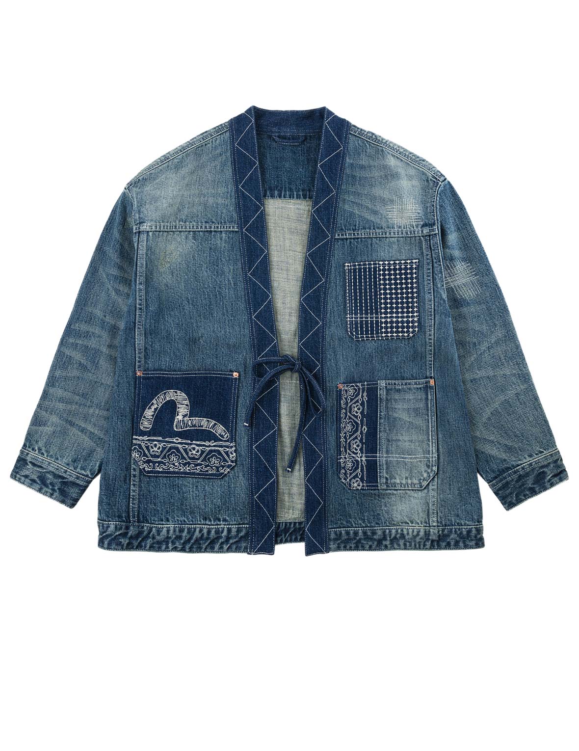 Haroshi GUZO RIPPER DENIM JACKET ハロシ デニム Boro Sashiko Denim Kimono Jacket – EVISU