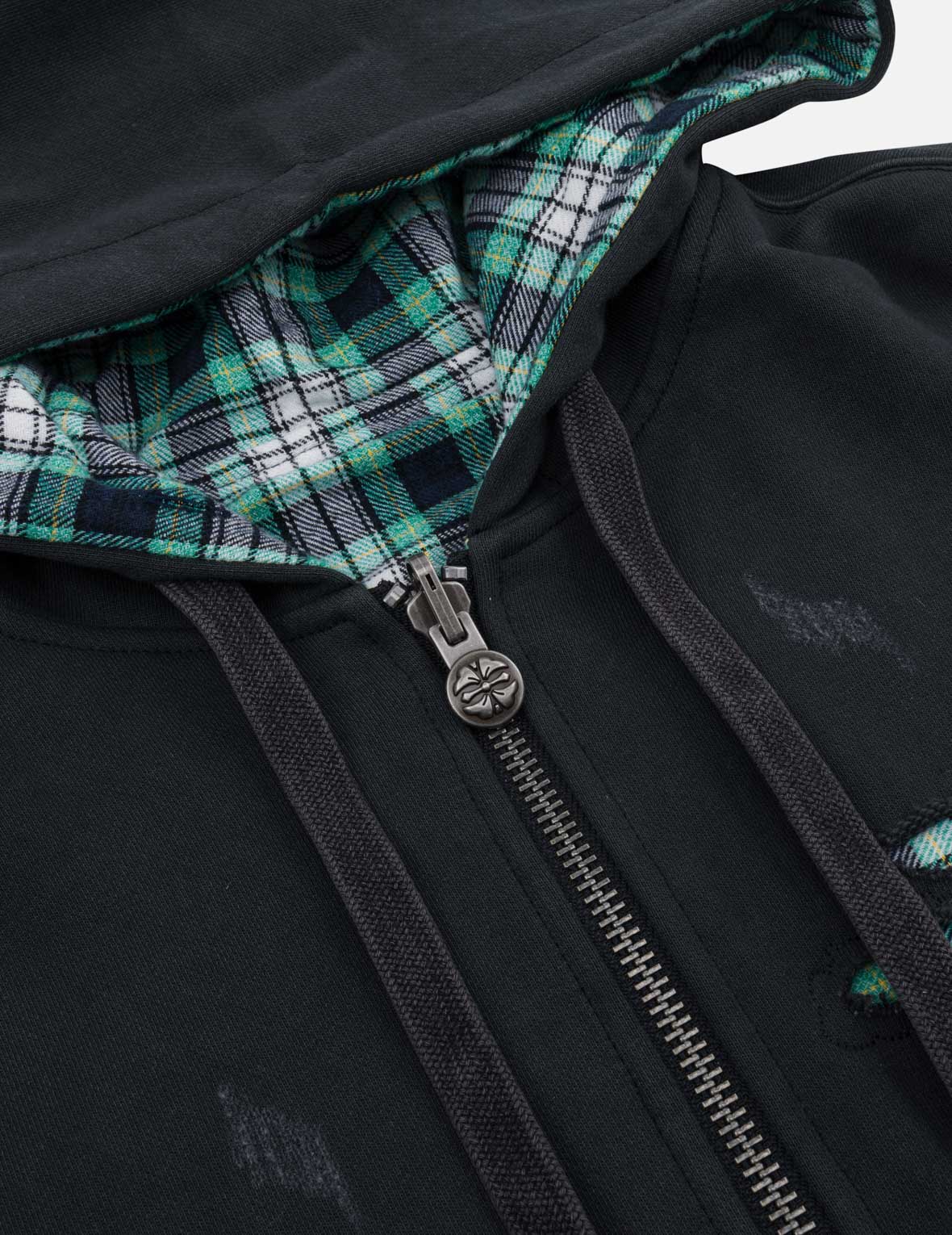 Reversible Plaid Fluorescent Daicock Zip-Up Hoodie