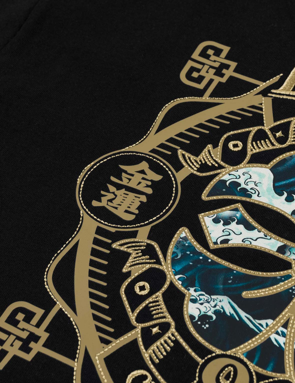 Gold Print Kamon Wave Applique Tee