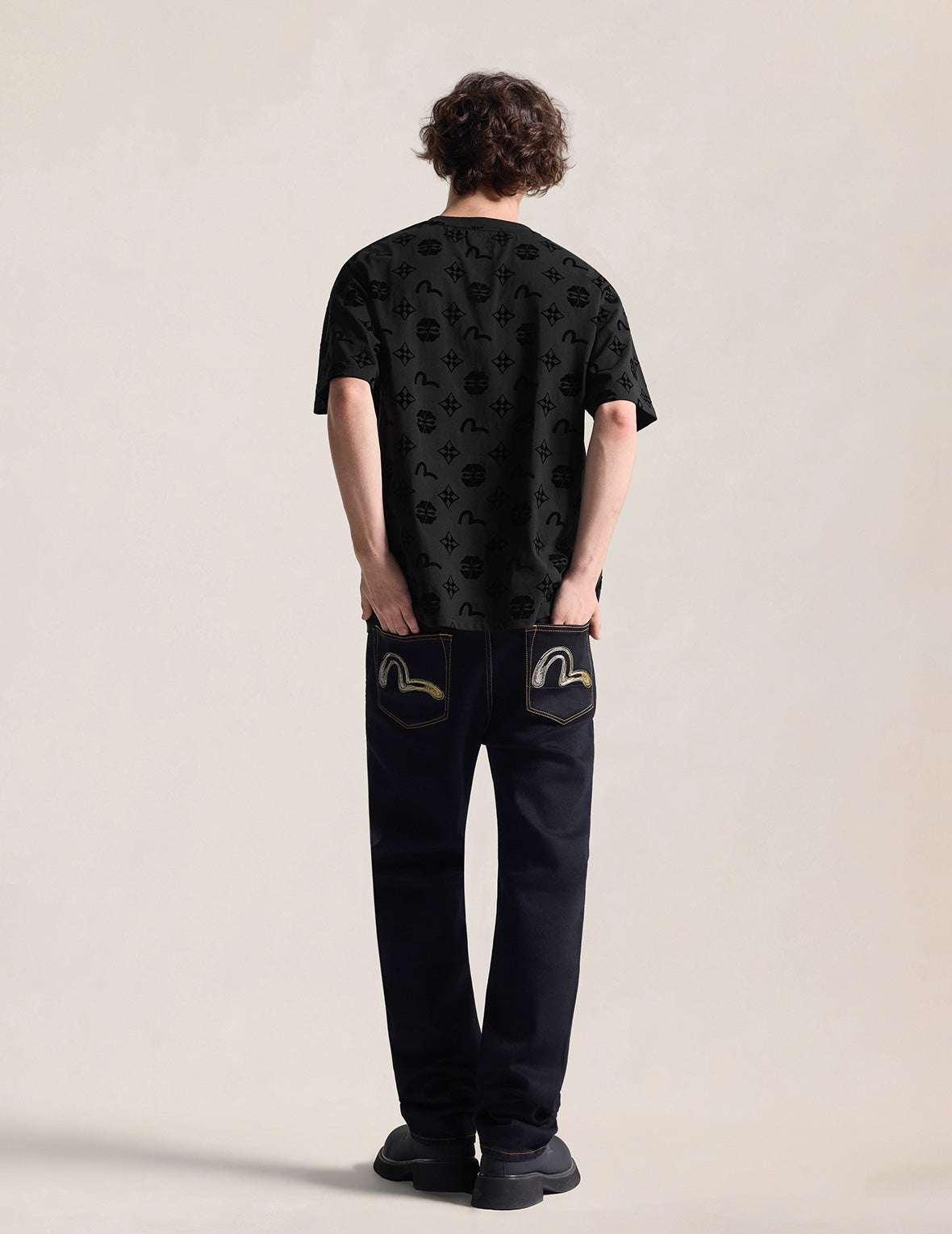 Allover Flocking Kamon & Seagull T-shirt