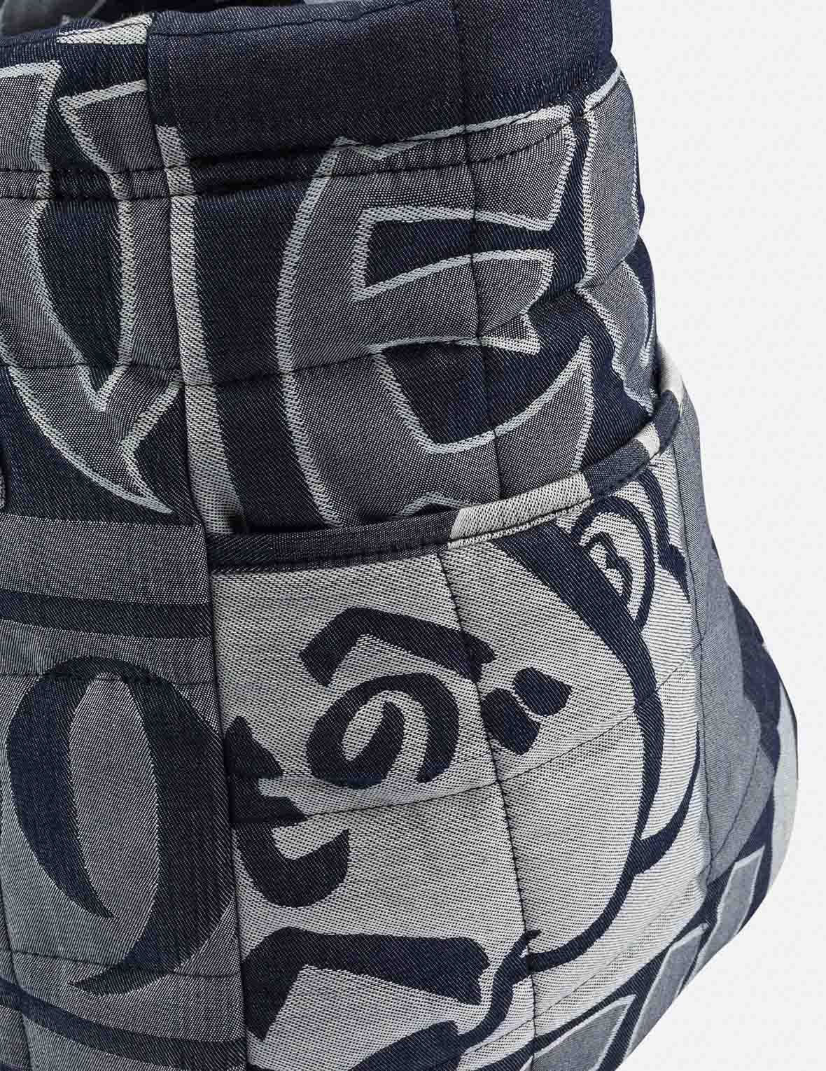 Allover Logo Jacquard Print Denim Tote Bag