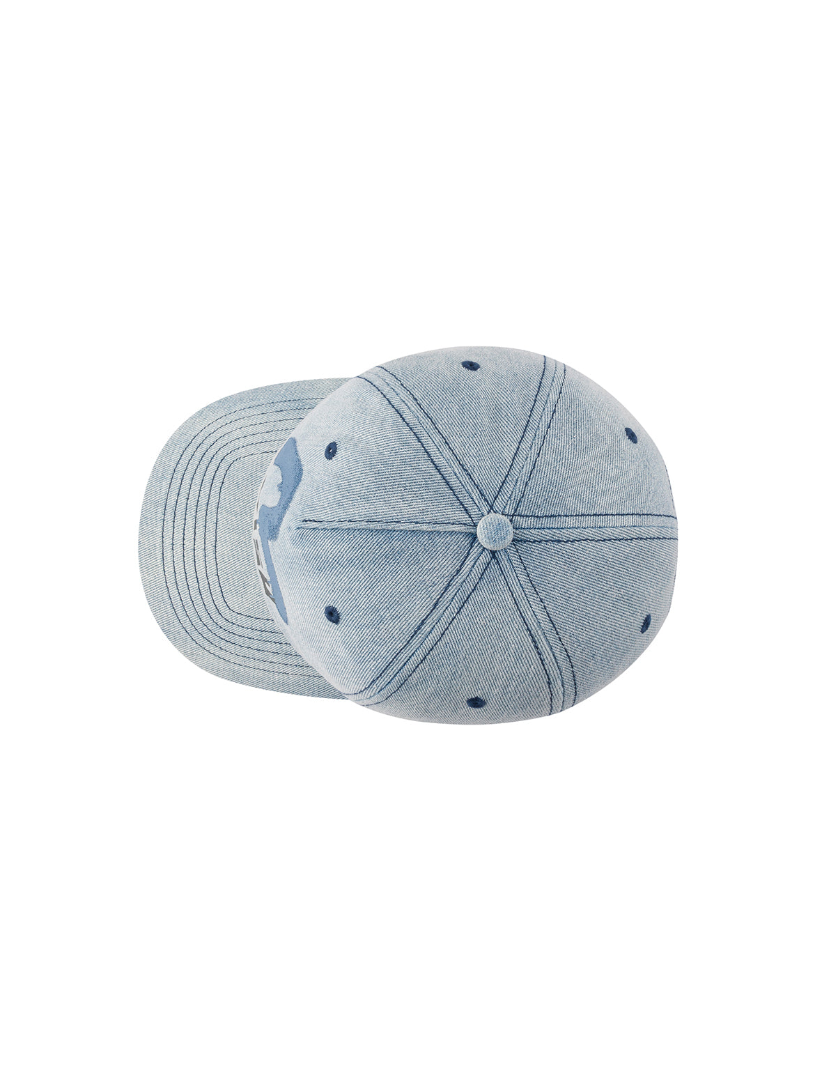 Graffiti Seagull and Logo Print Denim Cap
