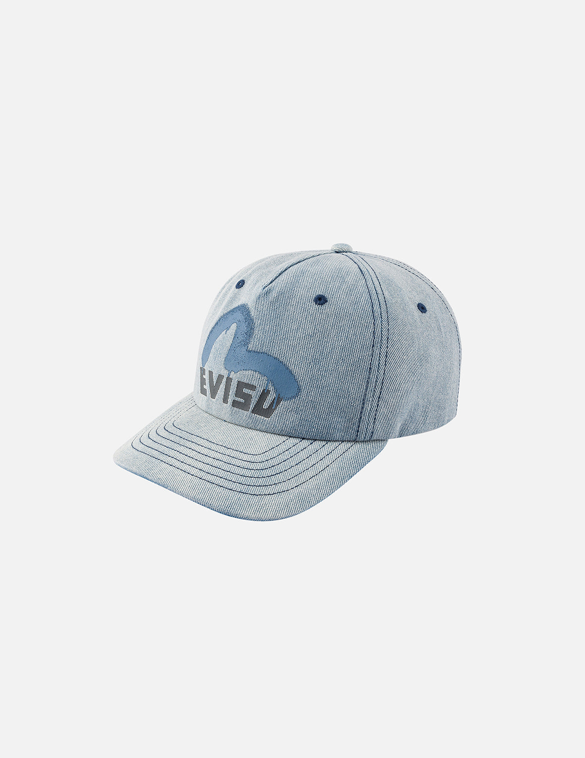 Graffiti Seagull and Logo Print Denim Cap