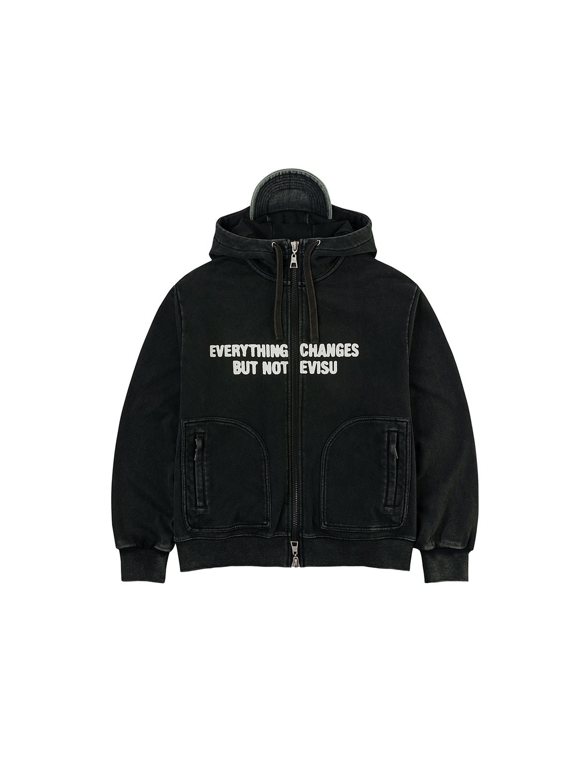 Slogan Print Oversized with Cap Hooded Jacket – EVISU