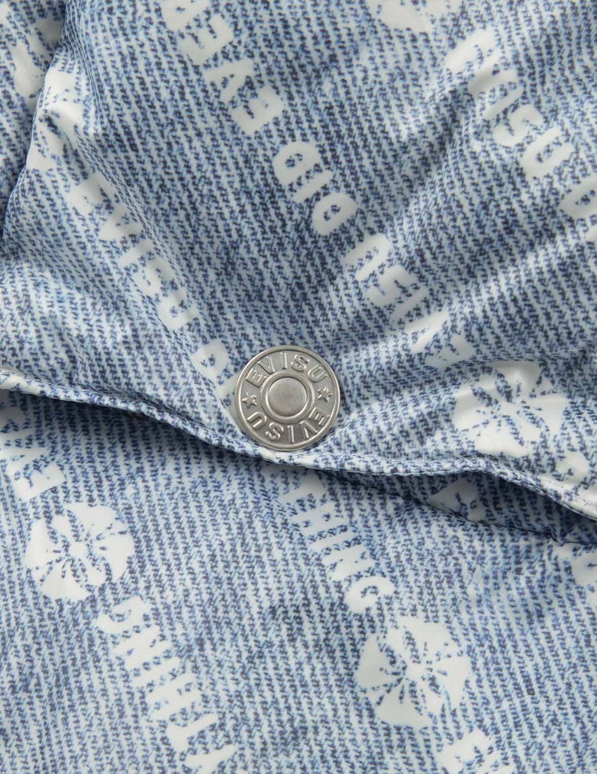 满地标语和家花印花可拆式连帽羽绒外套