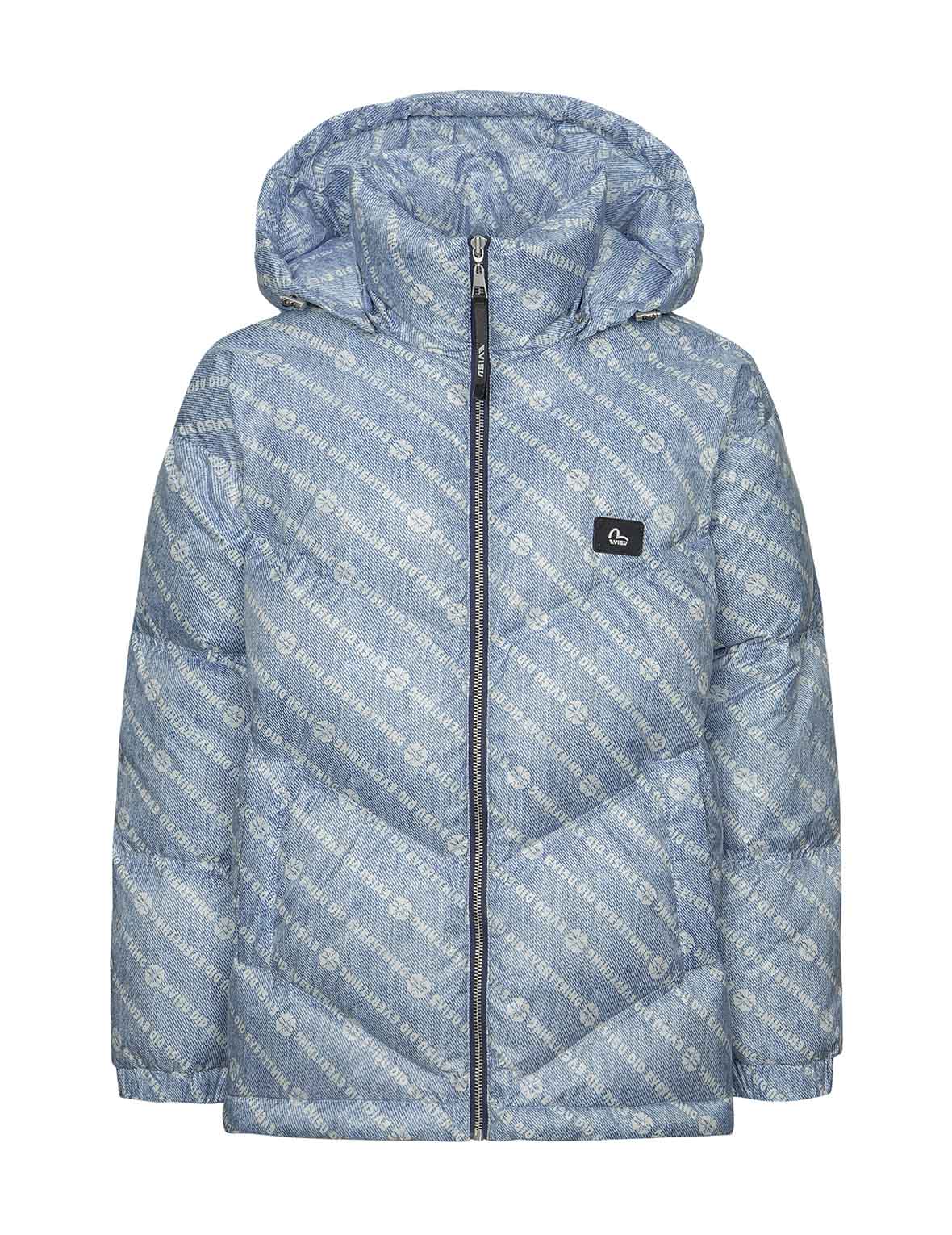 满地标语和家花印花可拆式连帽羽绒外套