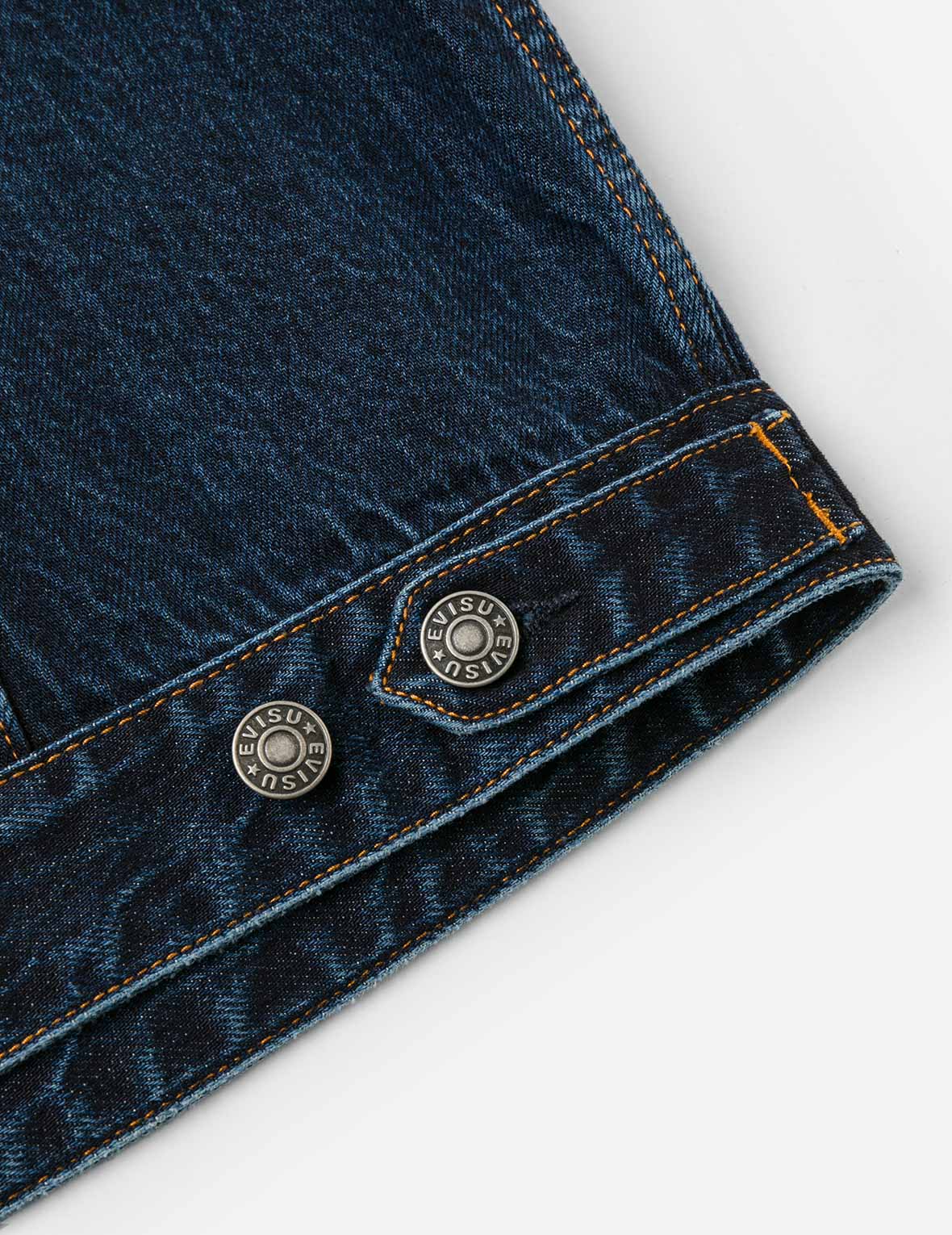 Gradient Print Loose Fit Washed Denim Jacket