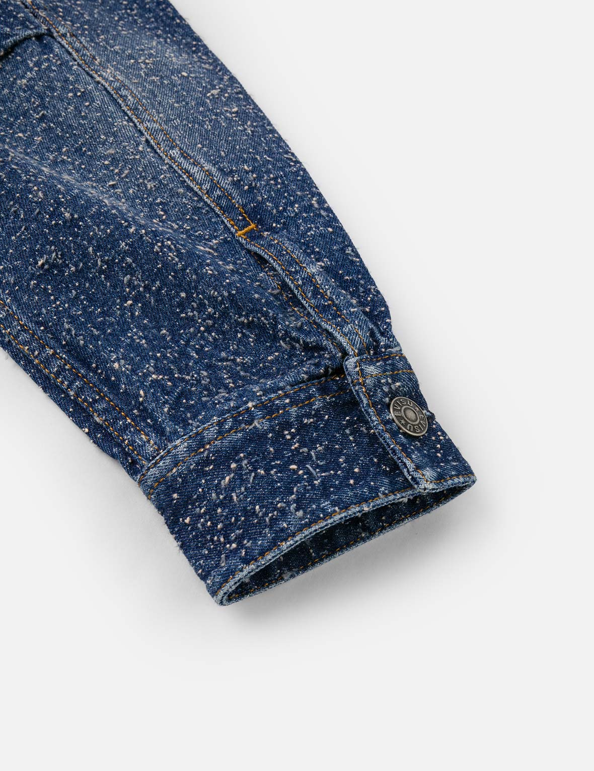 Leather Trim Fashion Fit Collarless Denim Jacket