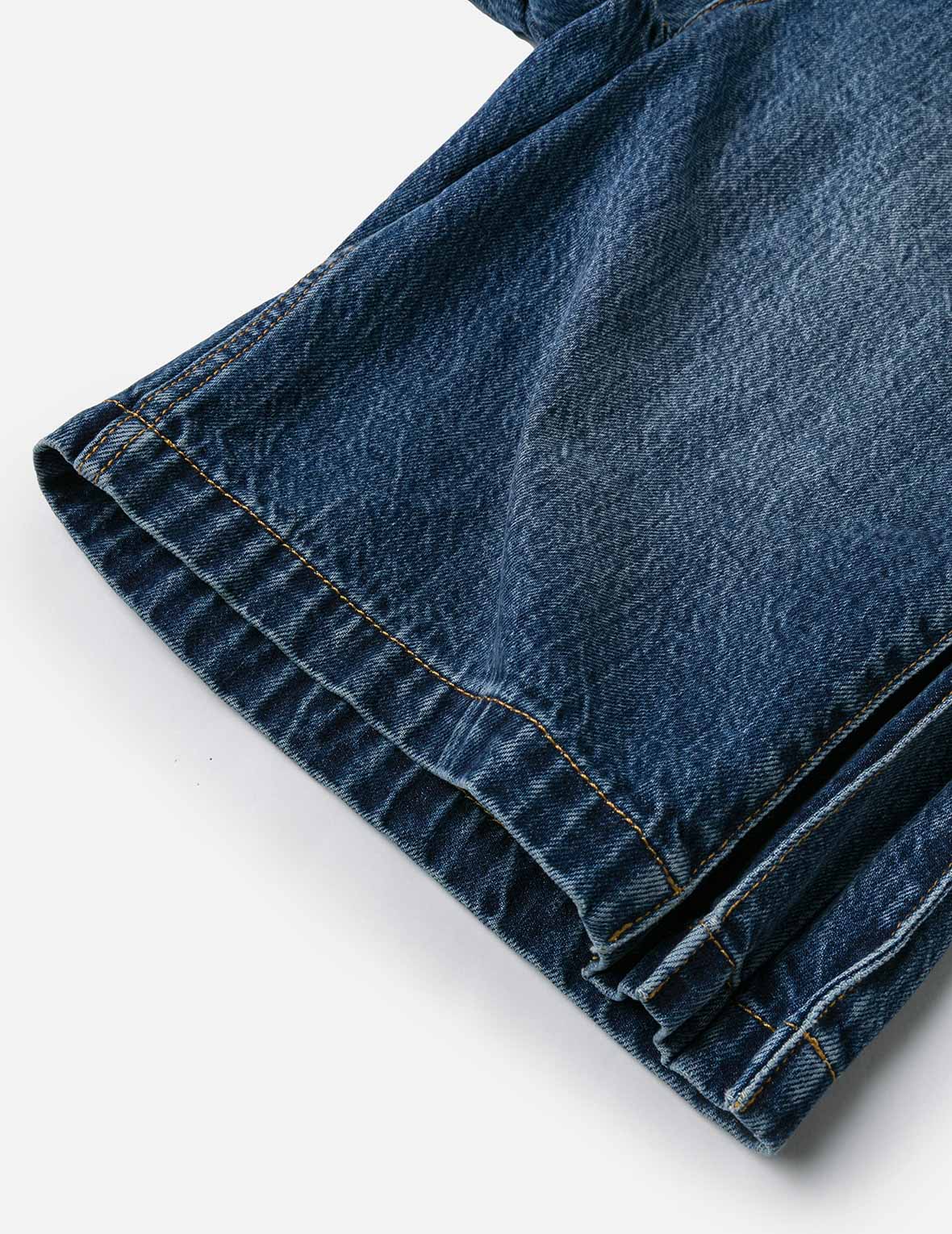 Seagull Embossed Fashion Fit Pleated Denim Shorts