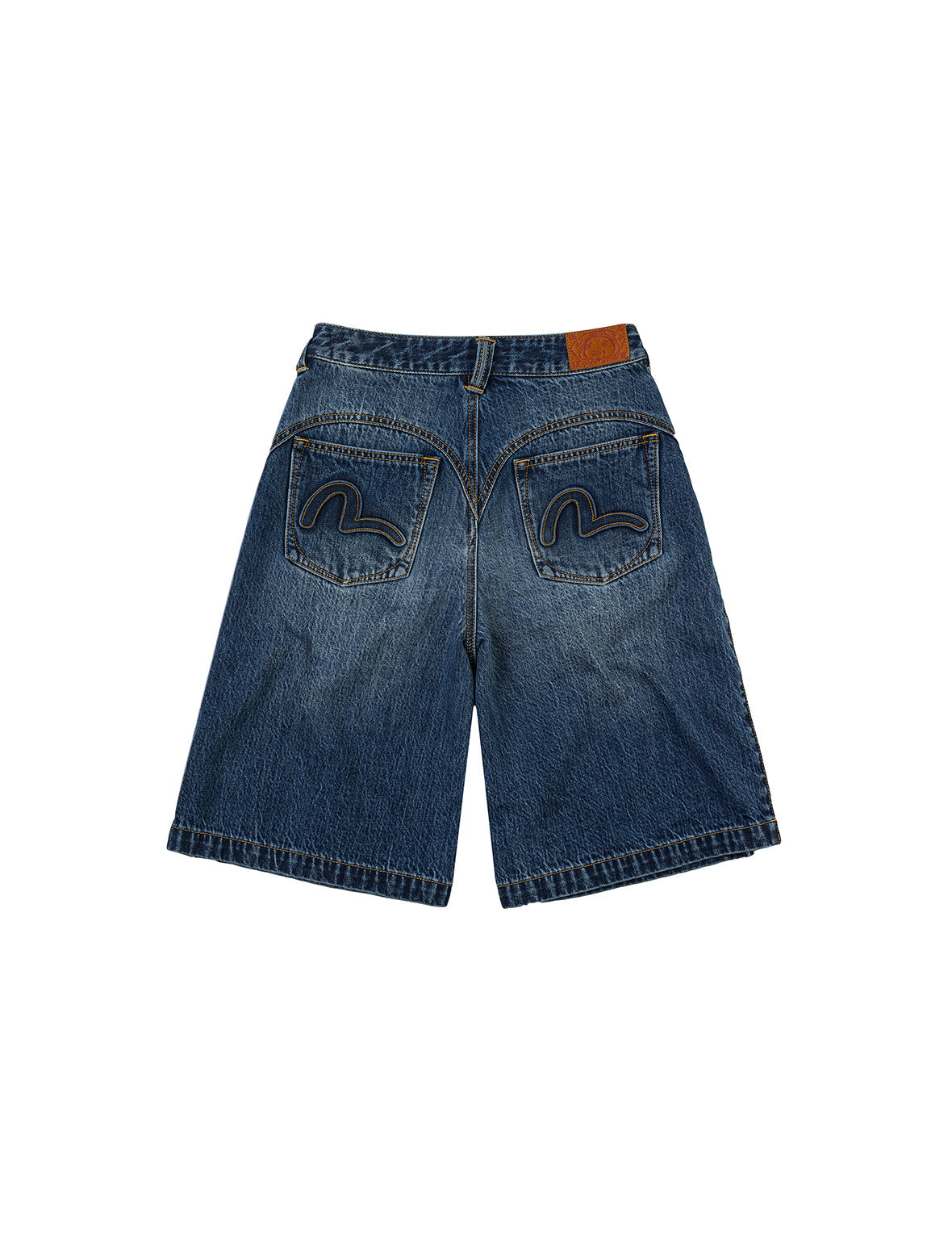 Seagull Embossed Fashion Fit Pleated Denim Shorts – EVISU