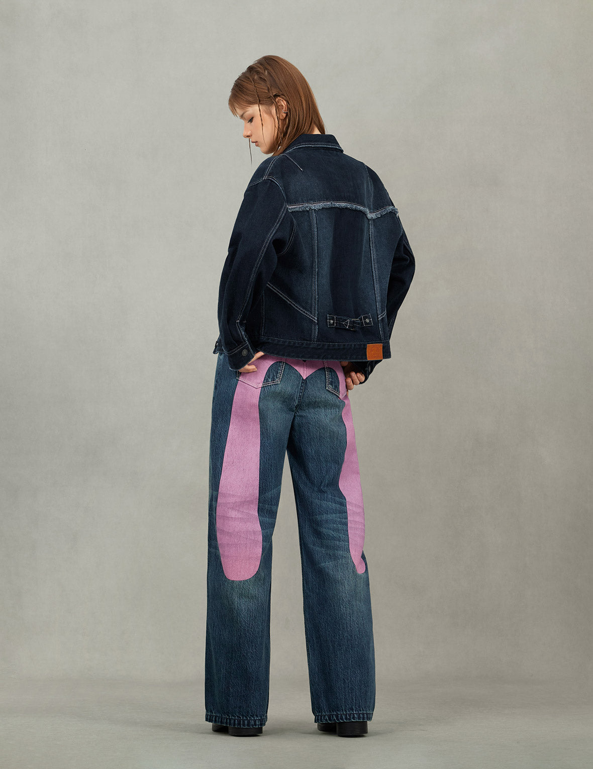 Daicock Print Straight Fit Washed Jeans
