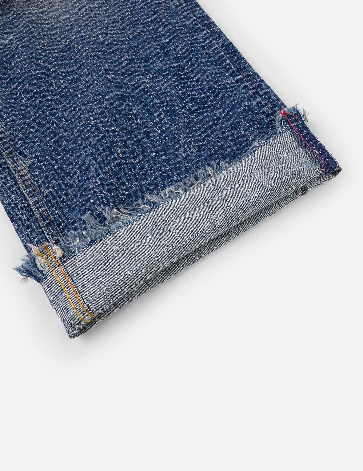 Washed and Distressed Straight Fit Denim