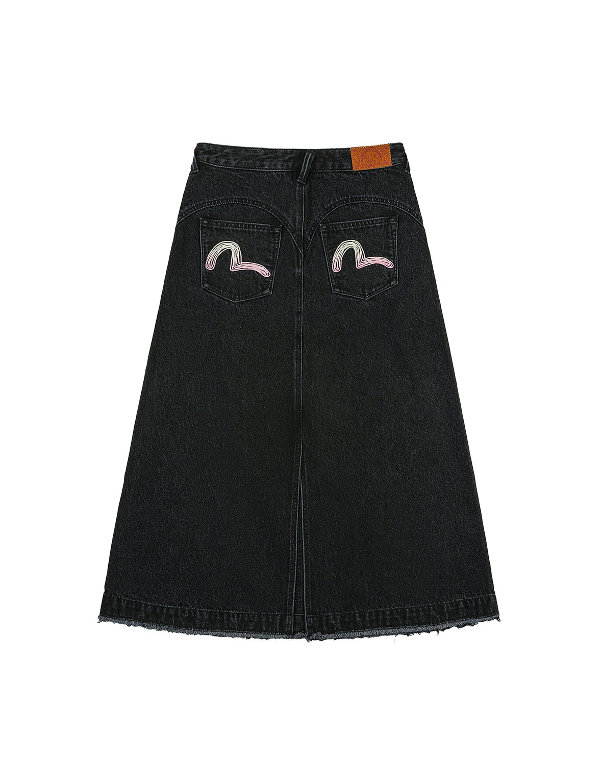 Seagull Embroidery Distressed Fashion Fit Denim Skirt